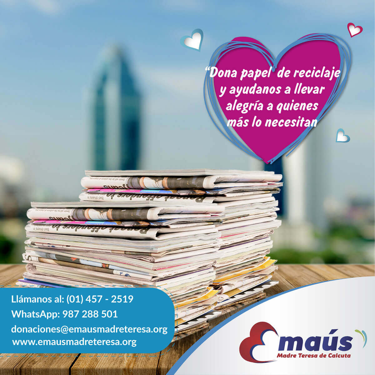 Reciclaje Papel Emaús Madre Teresa Calcuta